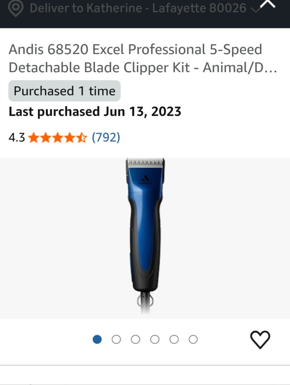 Andis 68520 Excel Professional 5 Speed Clipper Kit, Premium Clip And Comb Set